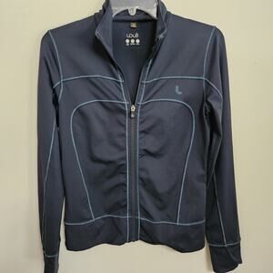 Lole Womens Active Jacket Stretch Wicking Full-Zip Pockets Blue Graphics Sz M